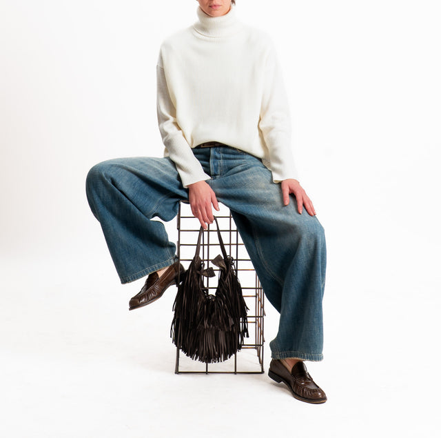 Tensione in-Maglia collo alto 100% LANA SOFT DOPPIO FILO - panna