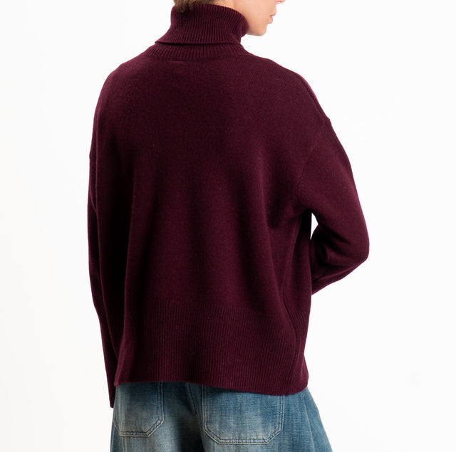 Tensione in-Maglia collo alto 100% LANA SOFT DOPPIO FILO - vino