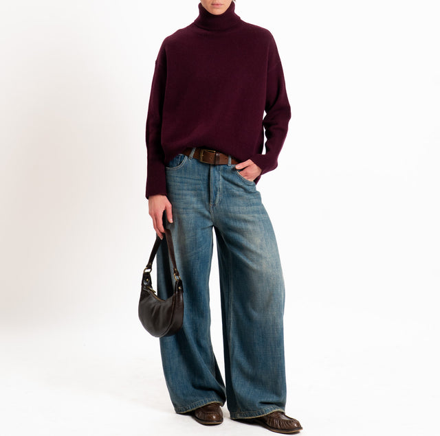 Tensione in-Maglia collo alto 100% LANA SOFT DOPPIO FILO - vino