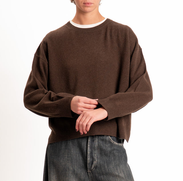 Tensione in-Maglia 100% LANA SOFT spacchi laterali - moro