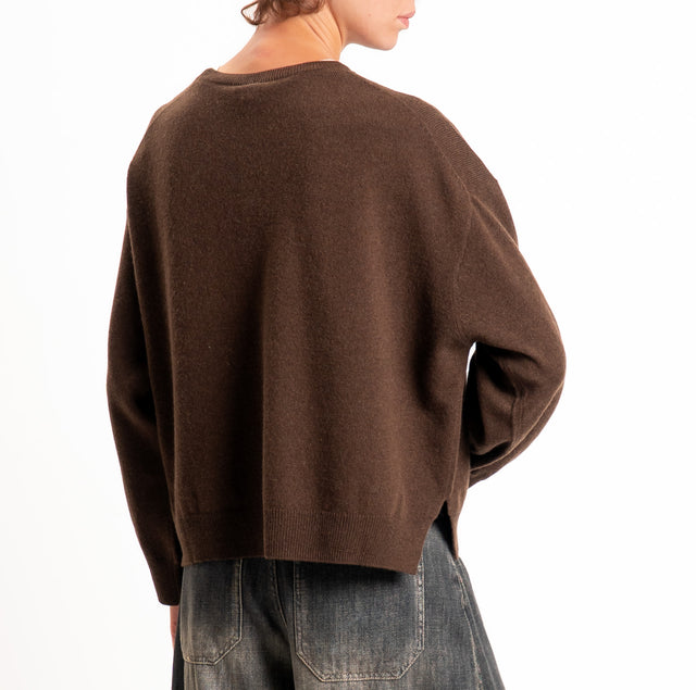Tensione in-Maglia 100% LANA SOFT spacchi laterali - moro