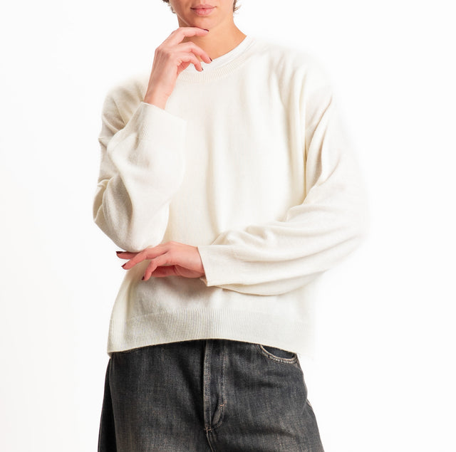 Tensione in-Maglia 100% LANA SOFT spacchi laterali - panna