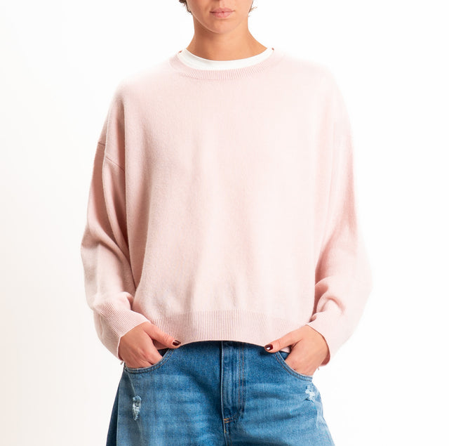 Tensione in-Maglia 100% LANA SOFT spacchi laterali - rosa