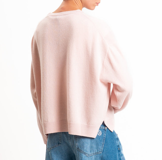Tensione in-Maglia 100% LANA SOFT spacchi laterali - rosa