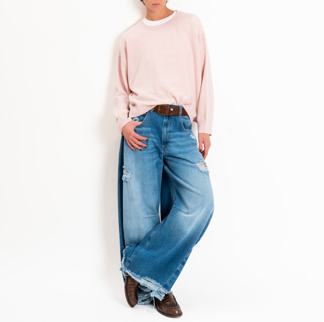 Tensione in-Maglia 100% LANA SOFT spacchi laterali - rosa