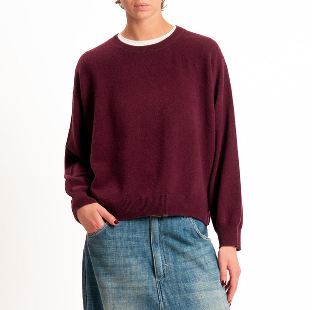 Tensione in-Maglia 100% LANA SOFT spacchi laterali - vino