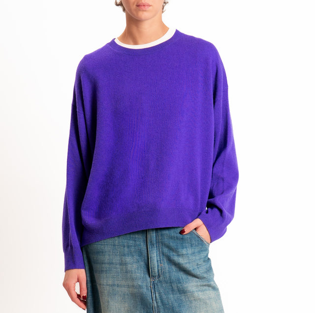 Tensione in-Maglia 100% LANA SOFT spacchi laterali - viola