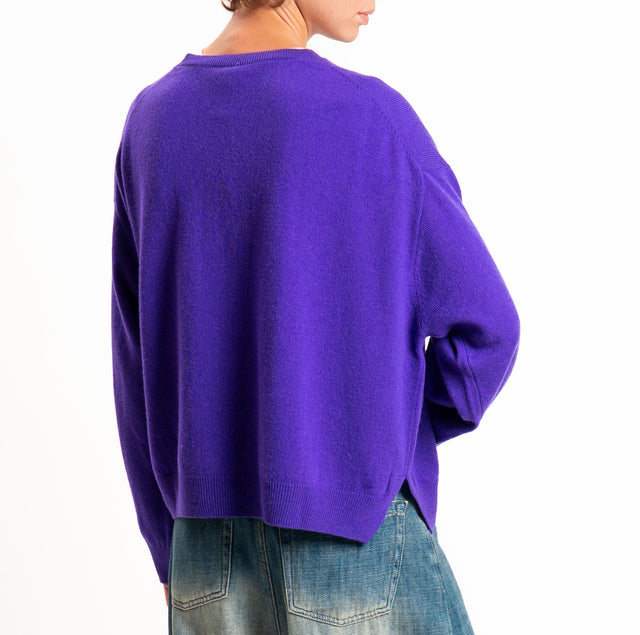 Tensione in-Maglia 100% LANA SOFT spacchi laterali - viola