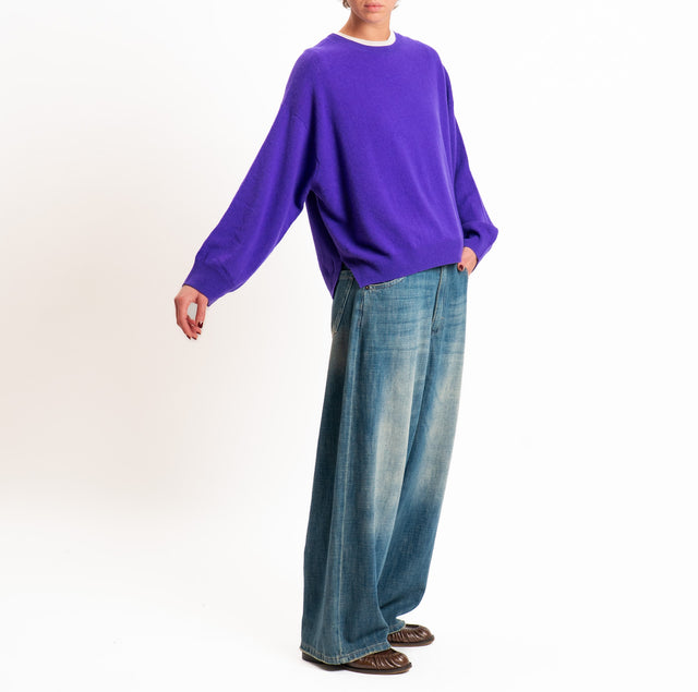 Tensione in-Maglia 100% LANA SOFT spacchi laterali - viola