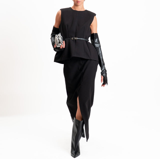 Tensione in-Gonna spacco davanti con tasche - nero