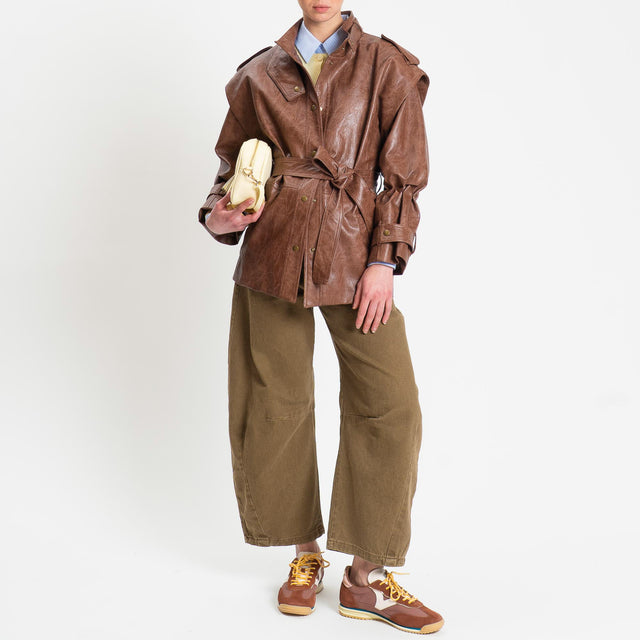 Tensione in-Giacca similpelle invecchiata - tabacco