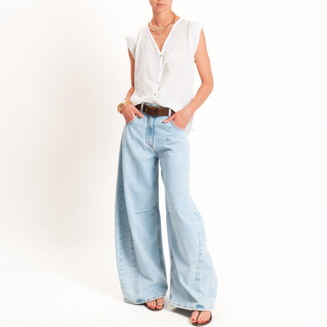Tensione in-Camicia mussola smanicata - latte