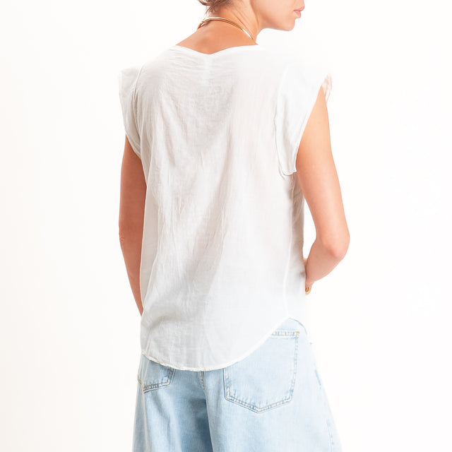 Tensione in-Camicia mussola smanicata - latte
