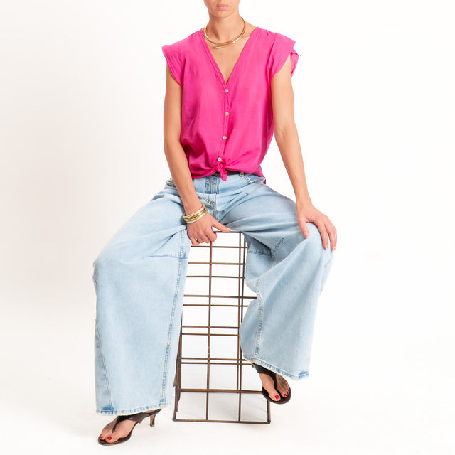 Tensione in-Camicia mussola smanicata - bouganville
