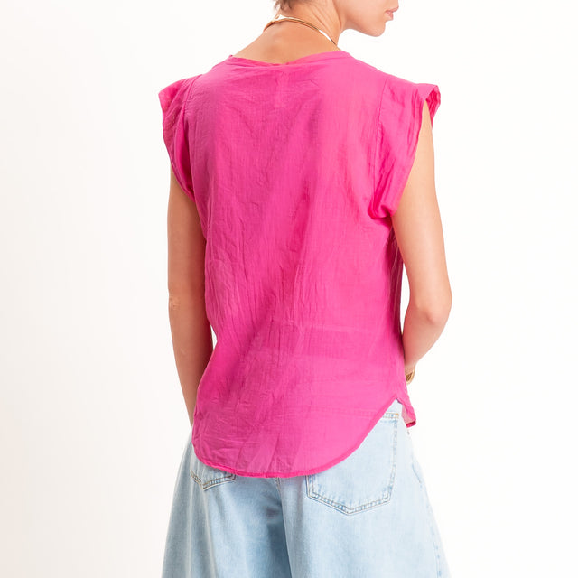Tensione in-Camicia mussola smanicata - bouganville