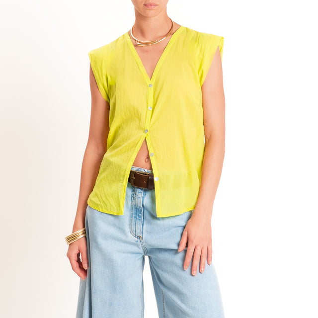 Tensione in-Camicia mussola smanicata - lime