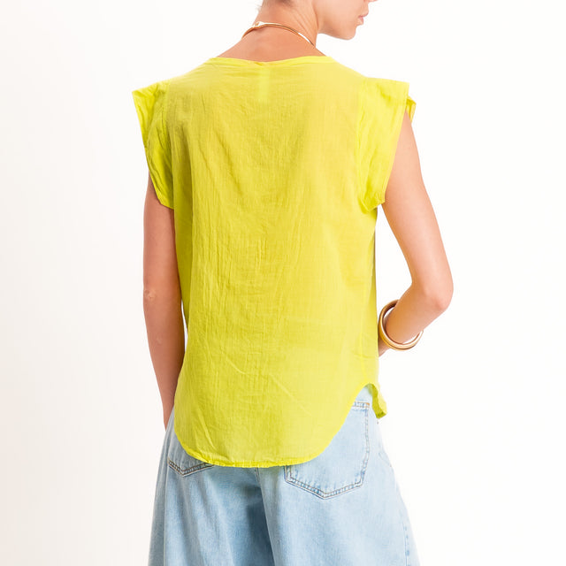 Tensione in-Camicia mussola smanicata - lime