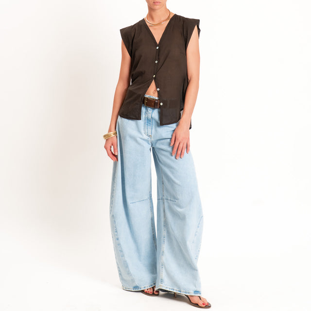 Tensione in-Camicia mussola smanicata - caffe'