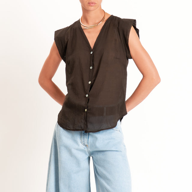 Tensione in-Camicia mussola smanicata - caffe'
