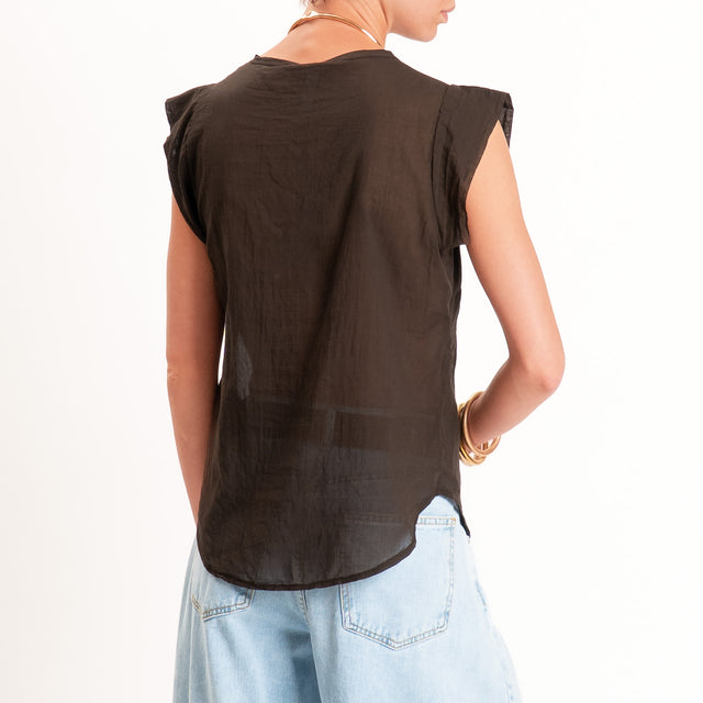 Tensione in-Camicia mussola smanicata - caffe'