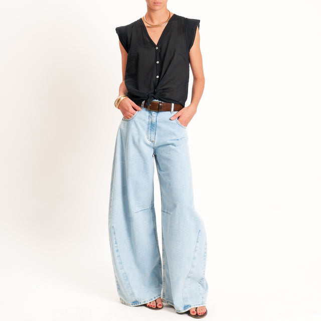 Tensione in-Camicia mussola smanicata - nero