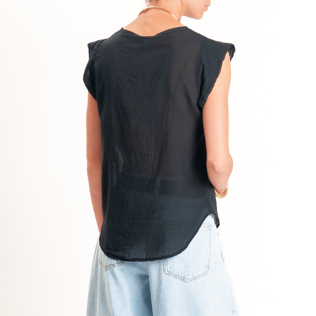 Tensione in-Camicia mussola smanicata - nero