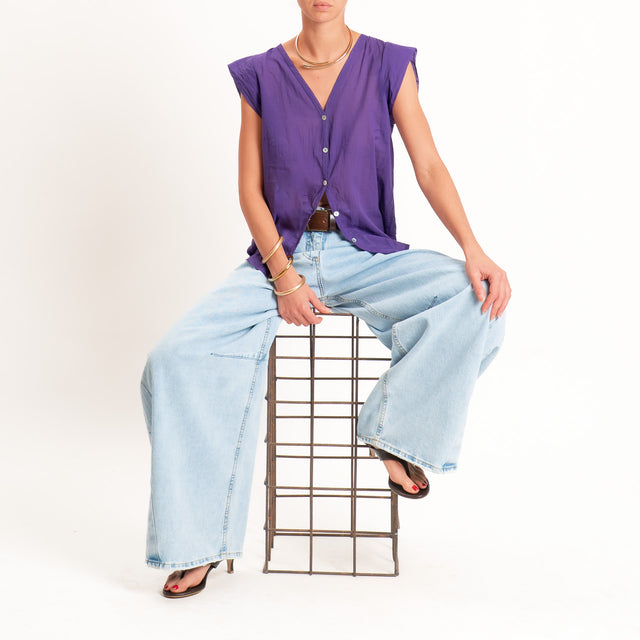 Tensione in-Camicia mussola smanicata - viola