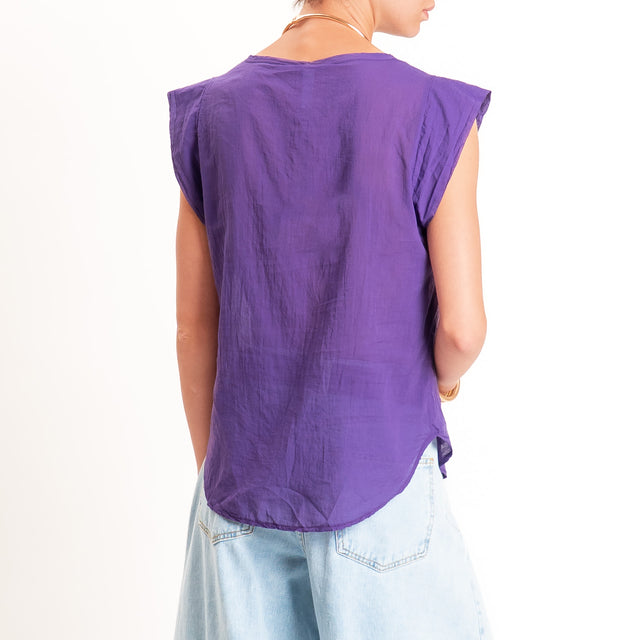 Tensione in-Camicia mussola smanicata - viola