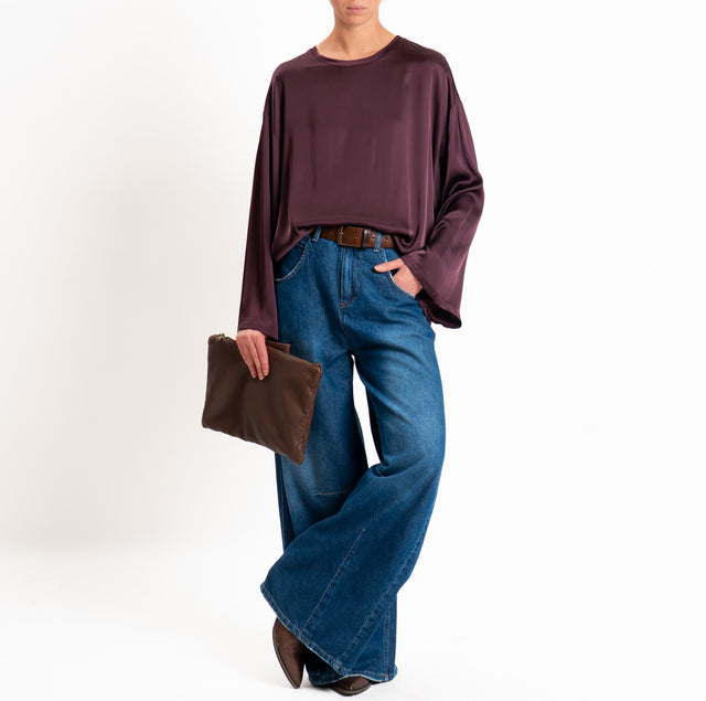 Tensione in-Blusa satin elasticizzato manica ampia - burgundy