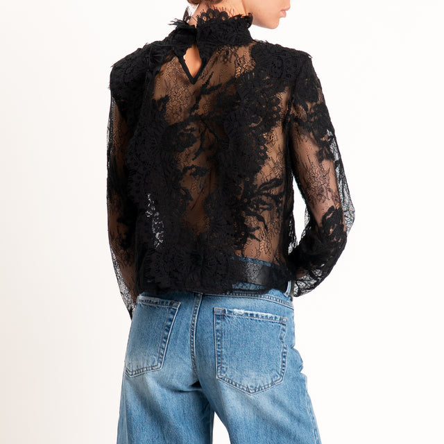 Tensione in-Blusa in pizzo con spalline - nero