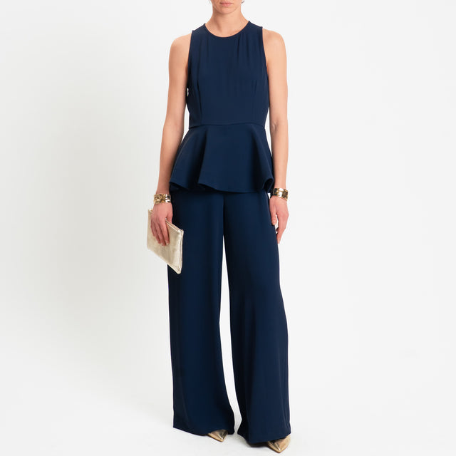 Tensione in-Tuta smanicata in tessuto fluido - blu