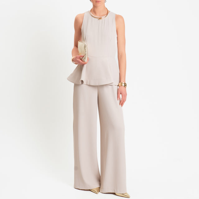 Tensione in-Tuta smanicata in tessuto fluido - sabbia