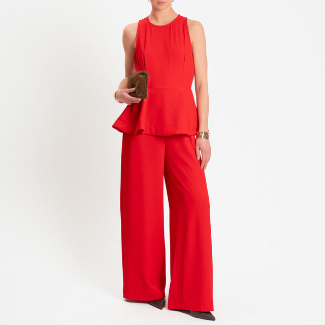 Tensione in-Tuta smanicata in tessuto fluido - rosso