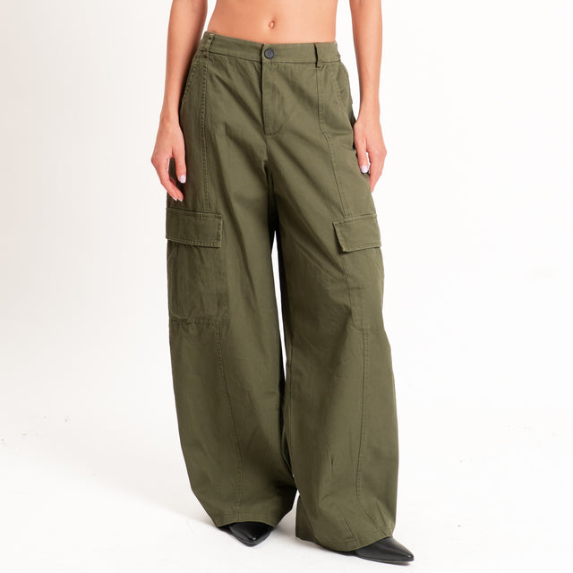 Tensione in-Pantalone cargo elastico in vita - militare