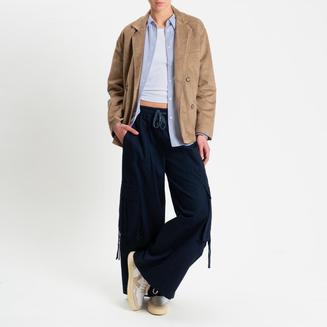 Tensione in-Pantalone cargo con coulisse - blu