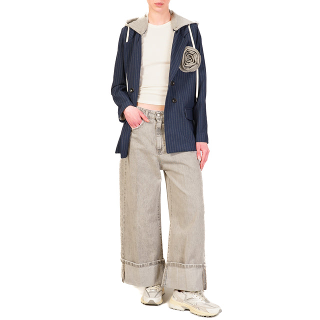 Chaqueta tensada con capucha extraíble con alfileres - azul/gris