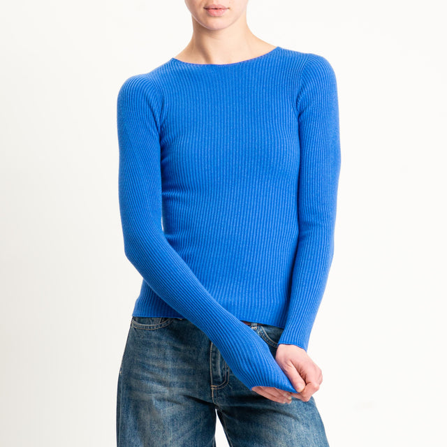 Tensione in-Maglia girocollo a costine - bluette