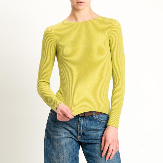 Tensione in-Maglia girocollo a costine - olio