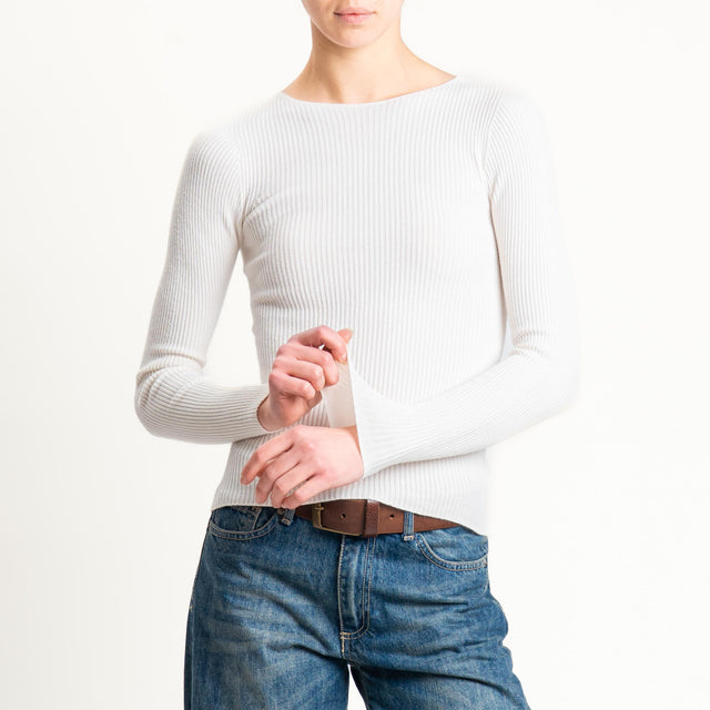 Tensione in-Maglia girocollo a costine - crema