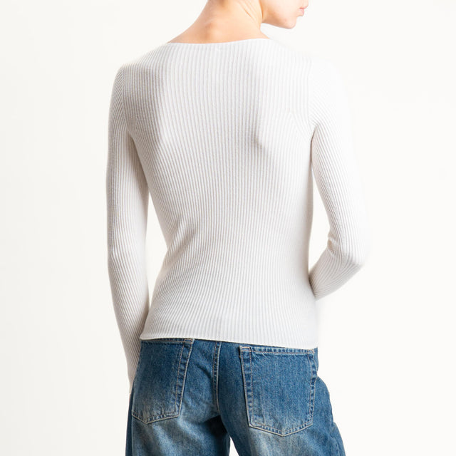 Tensione in-Maglia girocollo a costine - crema