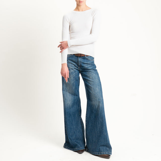 Tensione in-Maglia girocollo a costine - crema