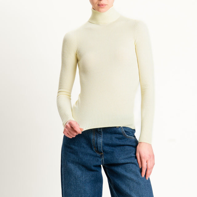 Tensione in-Maglia collo alto a costine - giallo