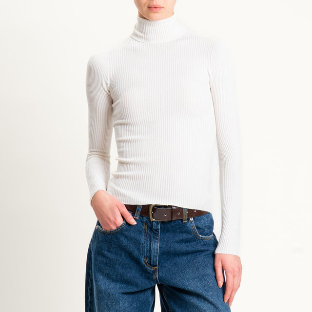 Tensione in-Maglia collo alto a costine - crema