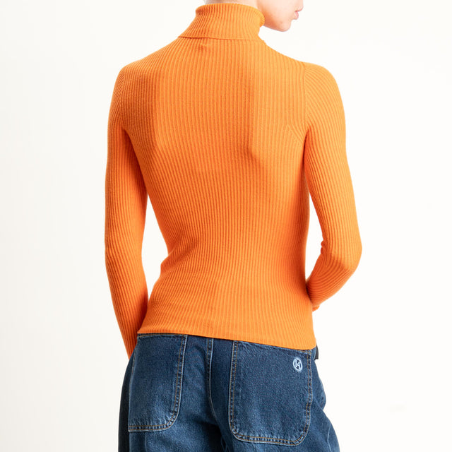 Tensione in-Maglia collo alto a costine - orange