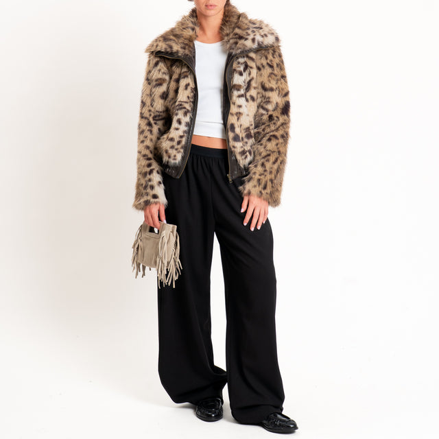 Tensione in-Bomber ecopelliccia fantasia animalier - beige/nero