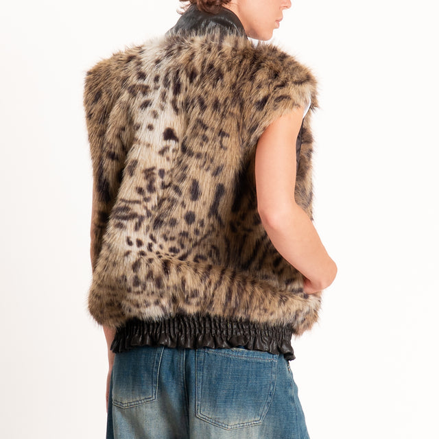 Tensione in-Gilet ecopelliccia fantasia animalier - beige/moro/nero