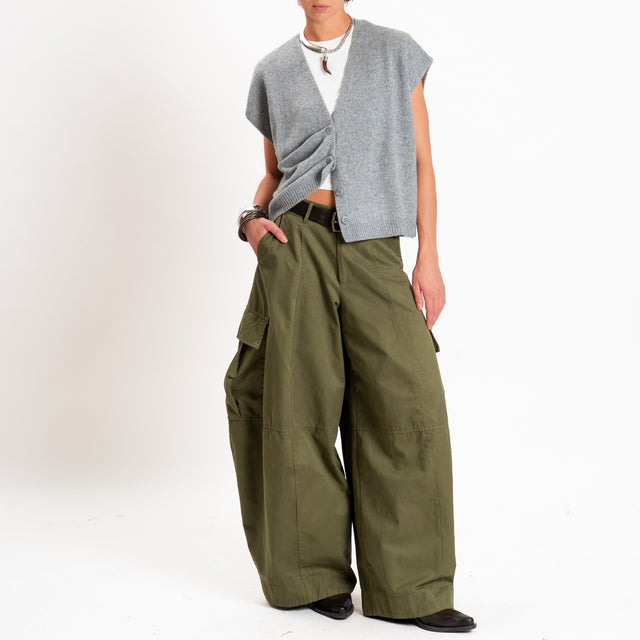 Tensione in-Pantalone cargo wide leg fit - militare