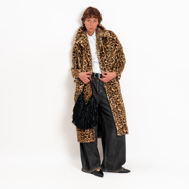 Tensione in-Cappotto animalier ecopelliccia - beige/nero
