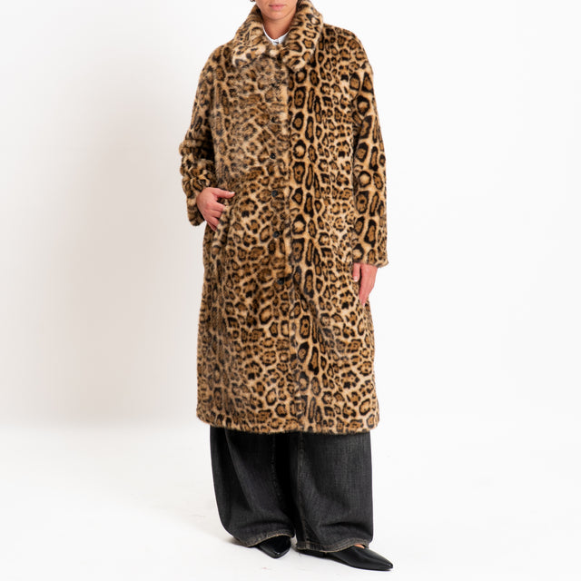 Tensione in-Cappotto animalier ecopelliccia - beige/nero