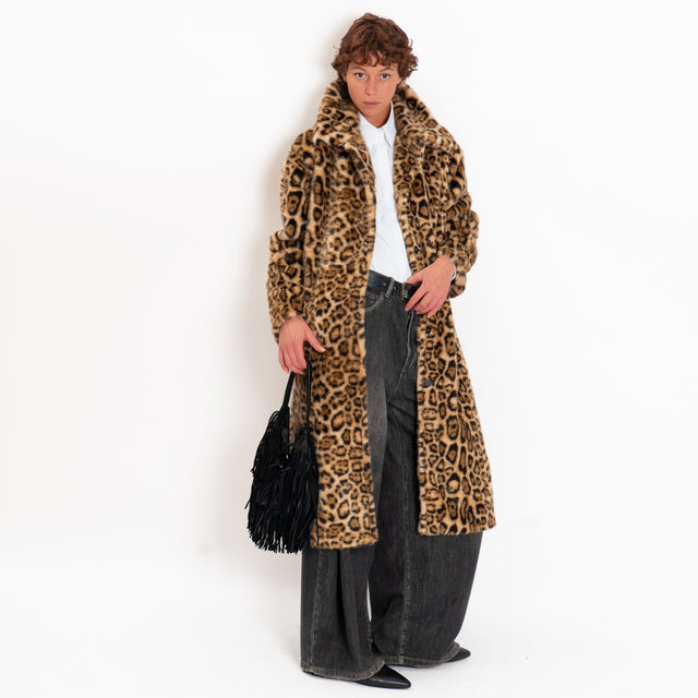 Tensione in-Cappotto animalier ecopelliccia - beige/nero